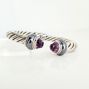 David Yurman Rondelle Cable Bracelet with Amethyst and Hematine, 8.5mm